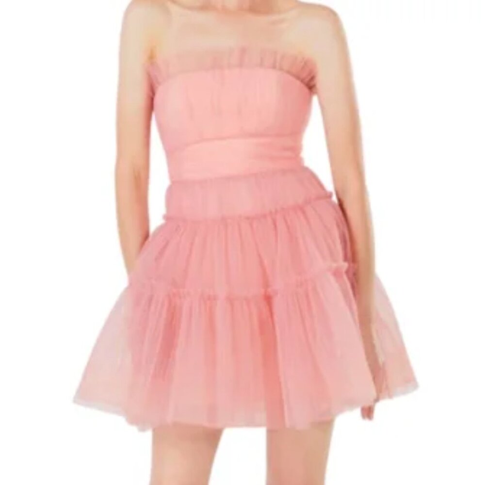 BCBGMAXAZRIA Tulle Corseted Mini Dress